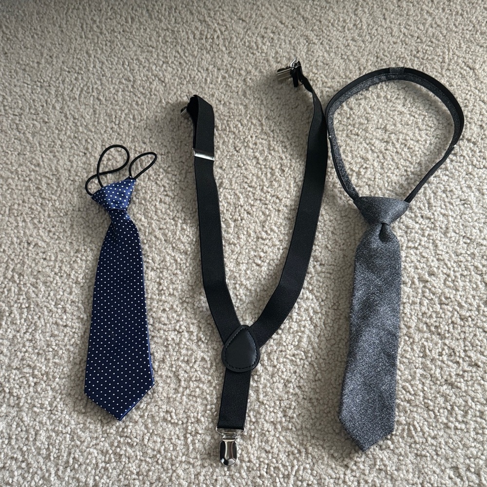 Boys  Black Bag Strap and 2 kids ties